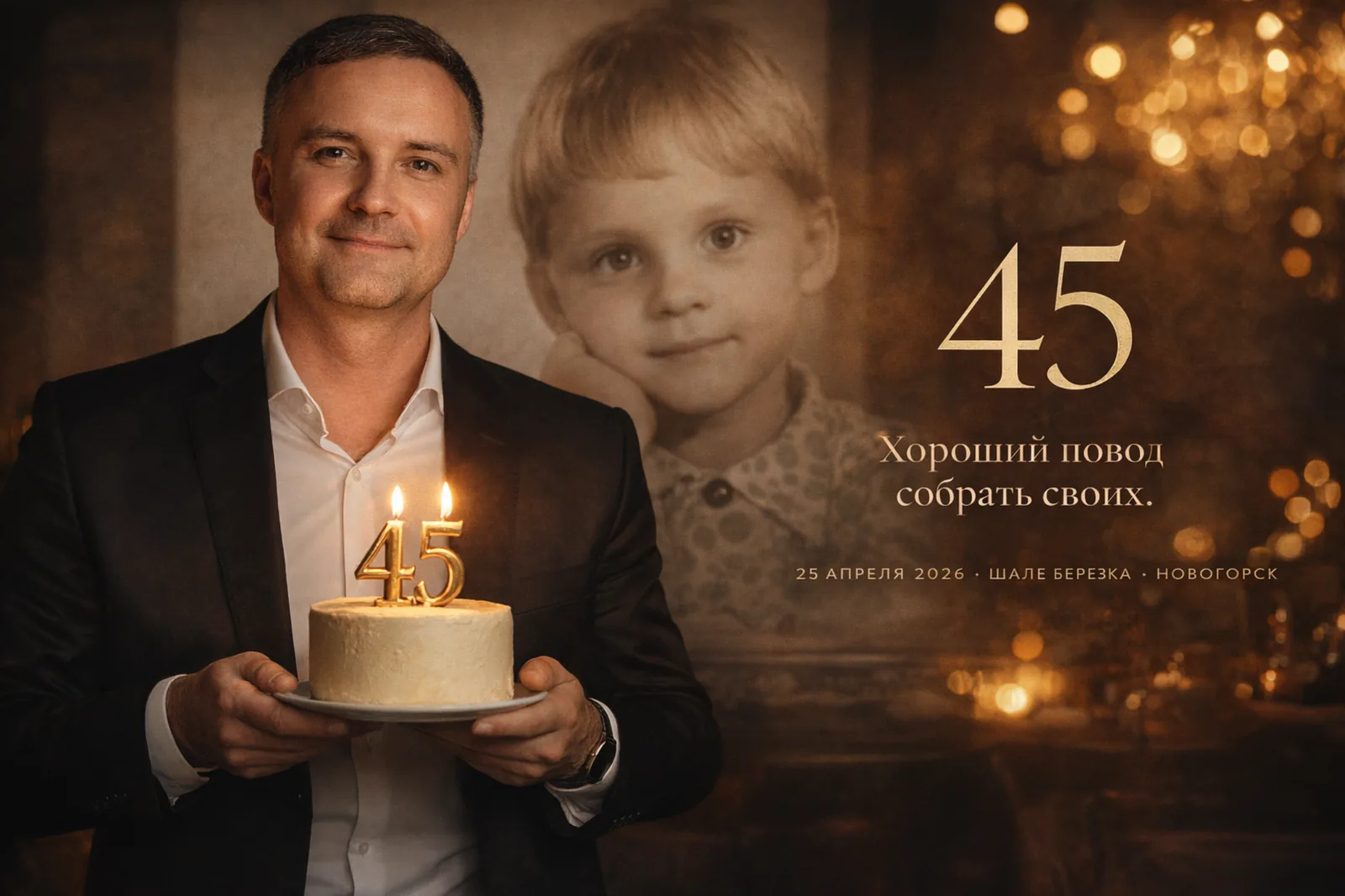 Кирилл с тортом на 45-летие
